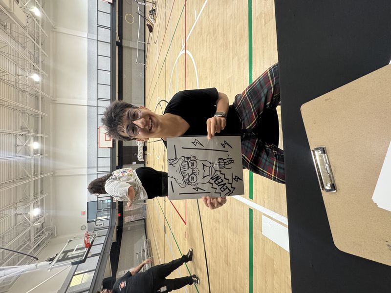 Adult caricature portrait drawn at a Texas school event