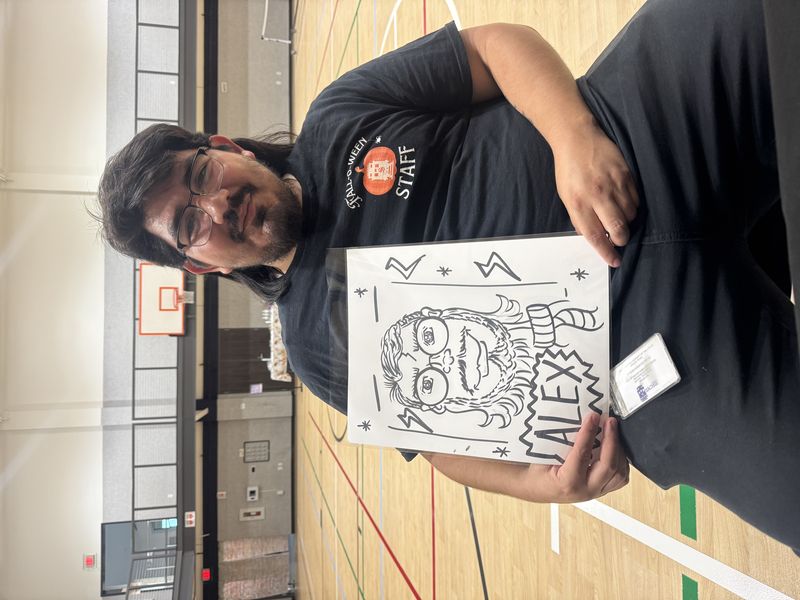 Teen caricature portrait drawn at a Texas party