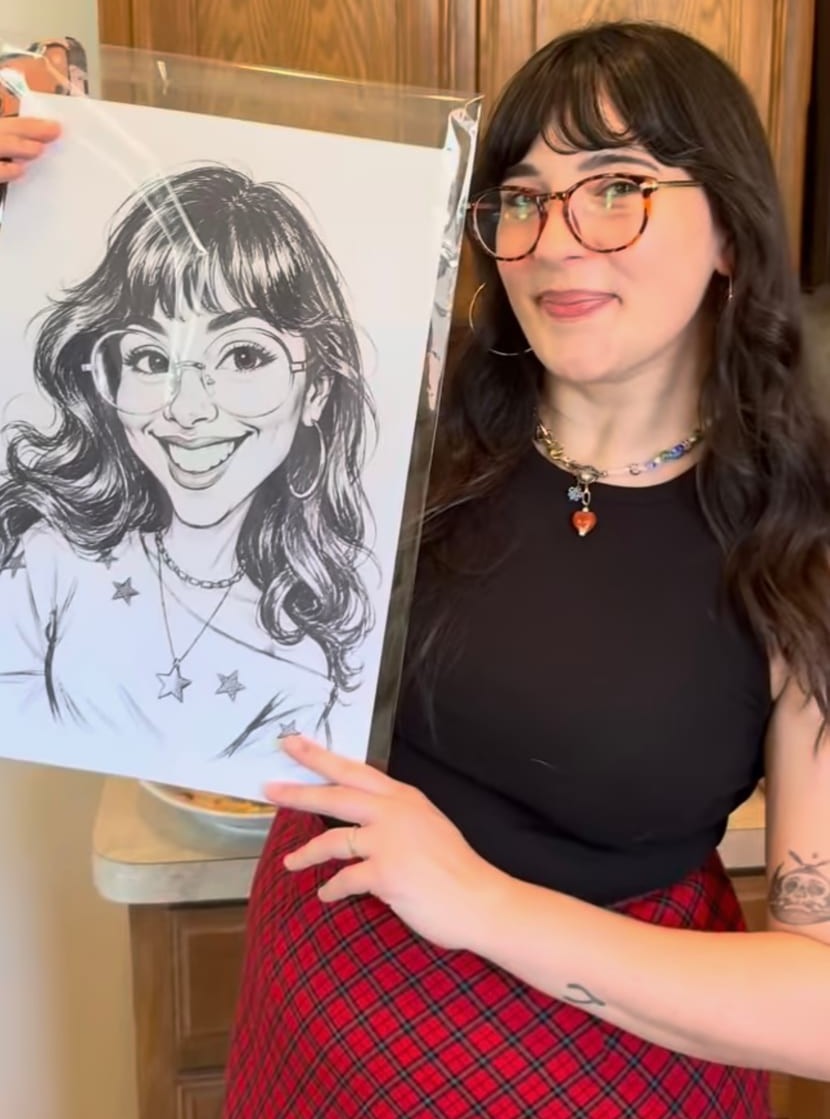 Digital caricature portrait at a Texas event