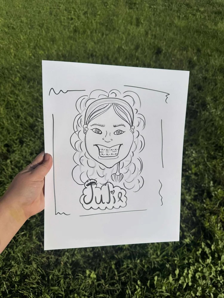 Live caricature drawing at a Houston area event in Texas